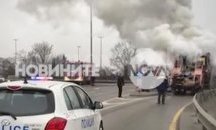 Машина за асфалт се запали на надлез "Надежда"