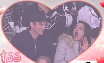 Аштън Къчър изненада Мила Кунис с целувка по време на хокеен мач