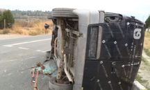 Катастрофа с платформа, превозваща микробуси, край Благоевград