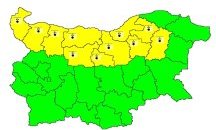 Жълт код за ниски температури е обявен в 11 области в страната