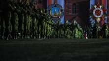 Руски войници участват в репетицията за военен парад в Москва, Русия. Русия ще проведе военния парад на Деня на победата на 09 май 2019 г., за да отбележи 74-ата годишнина от капитулацията на нацистка Германия през 1945 година.