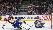 Хокейната среща на между Чехия и Швеция на Световното първенство IIHF в Арена Ондрей Непела в Братислава, Словакия.