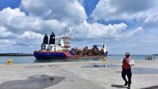 На снимката е показано пристанището Дос Бокас в Табаско, Мексико. Президентът на Мексико Андрес Мануел Лопес Обрадор откри новата корабостроителницата на рафинерията Дос Бокас. 