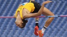 Италианецът Джанмарко Тамбери се състезава в дисциплина скок на мъже в състезание, част от Диамантената лига на ИААФ на олимпийския стадион в Рим, Италия. 