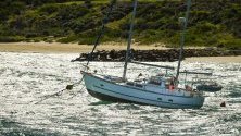 Лодки се разклащат от силни ветрове в залива Ботани, в Сидни, Нов Южен Уелс ,Австралия.