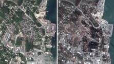 Сателитни снимки преди и след преминаването на урагана Дориан през Бахамите. До момента загиналите са 30, но се очаква да се увеличат през следващите дни.