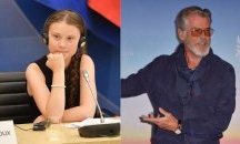 Пиърс Броснан приветства младата активистка Грета Тунберг