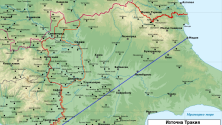 Границите в Тракия според Цариградския договор (в червено)