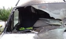 Микробус изгоря в движение в Бургас