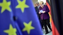 Германският канцлер Ангела Меркел и президентът на Европарламента Давид Сасоли преди разговори в Берлин.