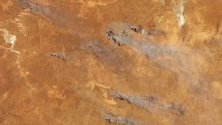 Десетки пожари в храсталаци и гори са извън контрол в Източна Австралия. Сателитна снимка на НАСА показва пожарите, причинени от сухата зима и пролет.