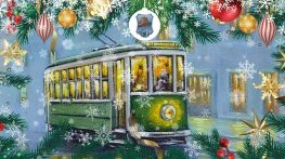 Коледен ретро трамвай потегля из София