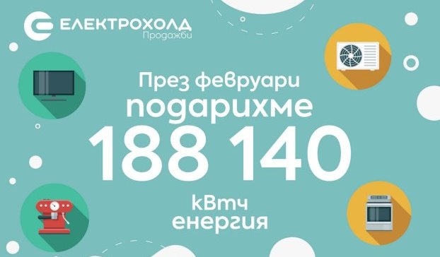 ЕЛЕКТРОХОЛД ПРОДАЖБИ ПОДАРИ 188 140 КВТЧ НА КЛИЕНТИ
